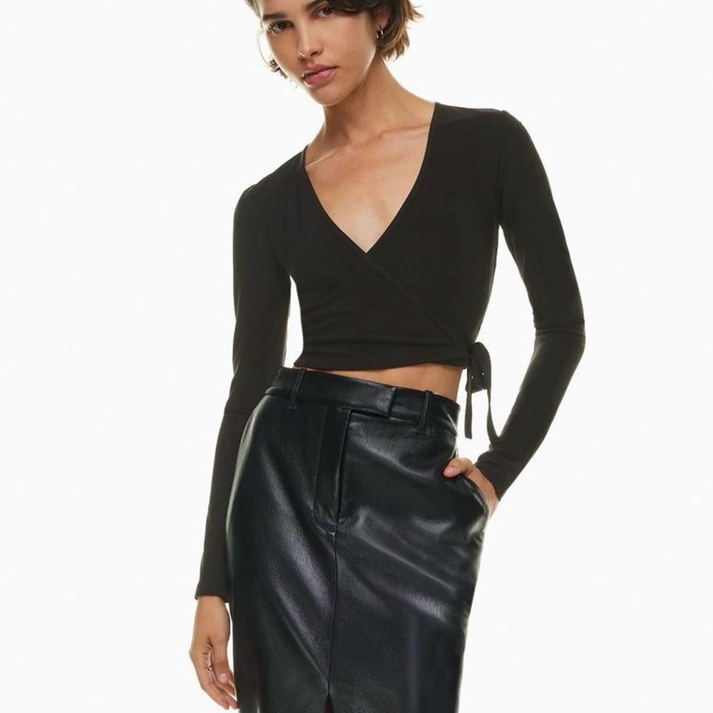 Wilfred Ode black long sleeve wrap top